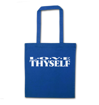 Love thyself blue tote bag