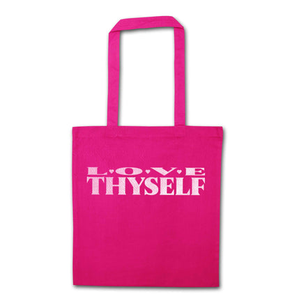 Love thyself pink tote bag