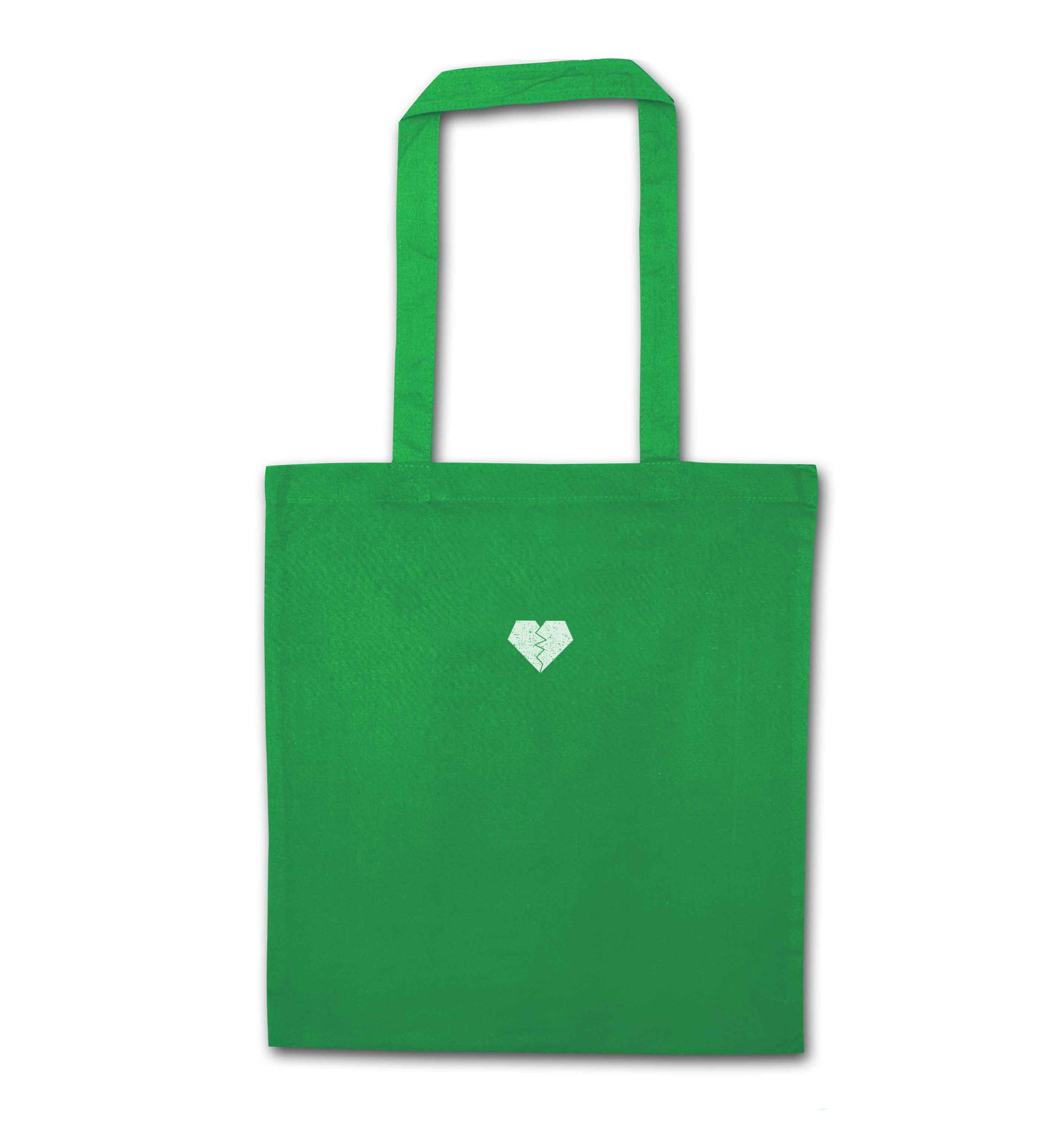 Tiny broken heart green tote bag