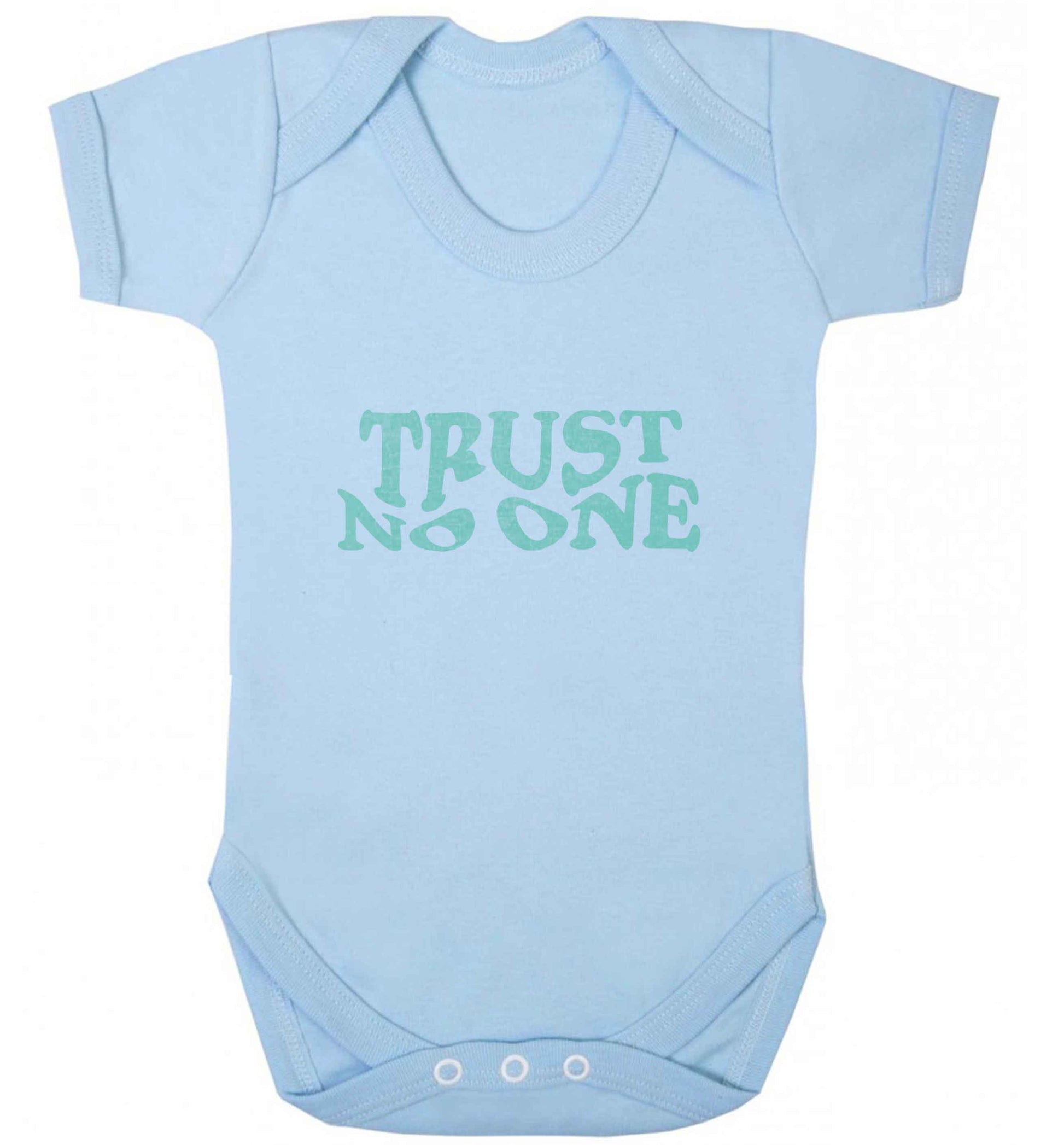 Trust no one baby vest pale blue 18-24 months