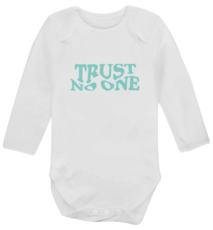 Trust no one baby vest long sleeved white 6-12 months