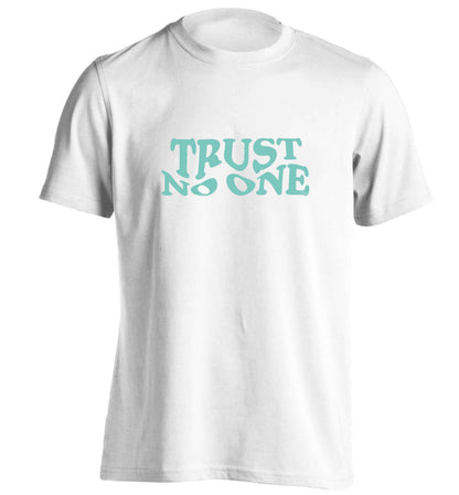 Trust no one adults unisex white Tshirt 2XL