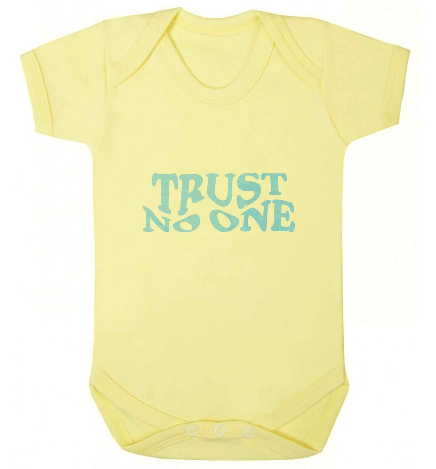 Trust no one baby vest pale yellow 18-24 months