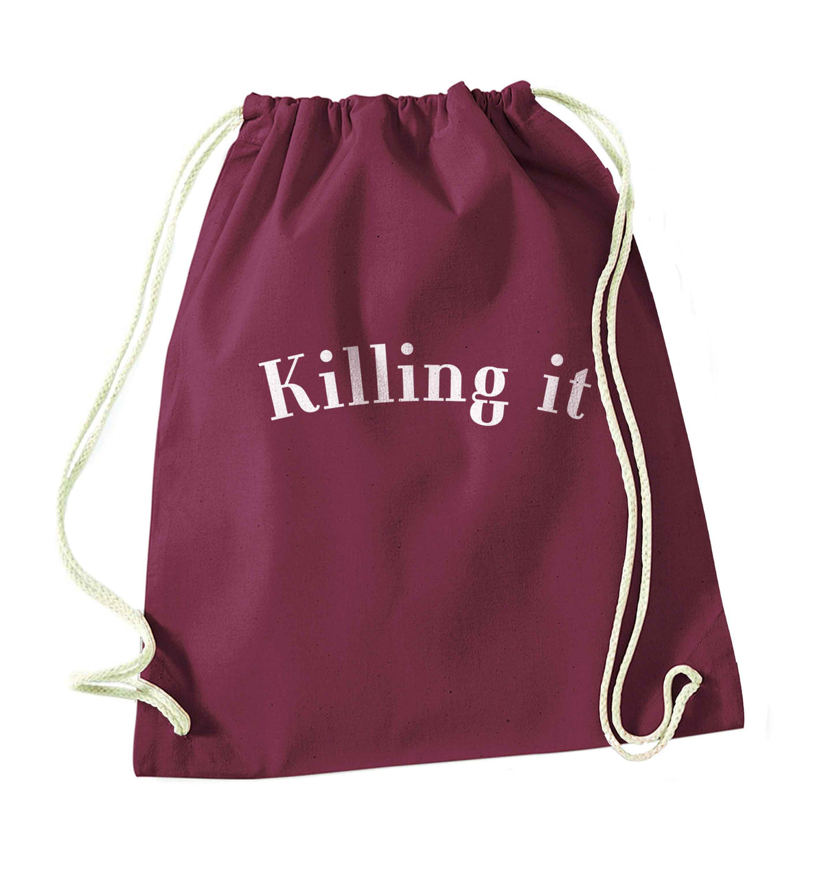 Killing it maroon drawstring bag