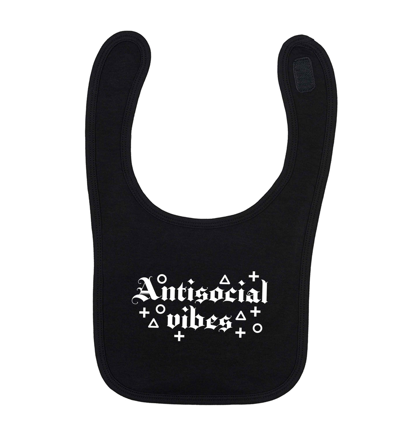 Antisocial vibes black baby bib