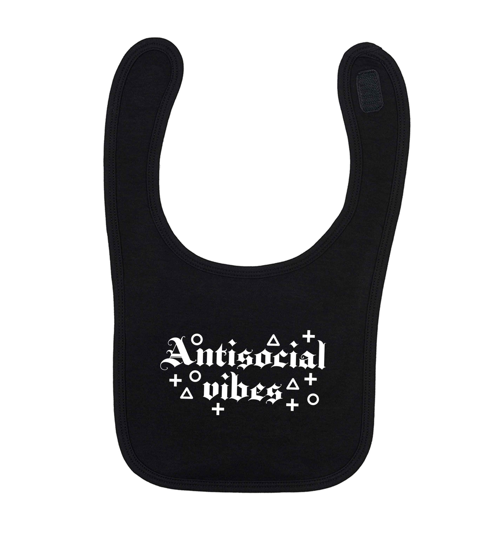 Antisocial vibes black baby bib