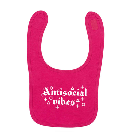 Antisocial vibes dark pink baby bib