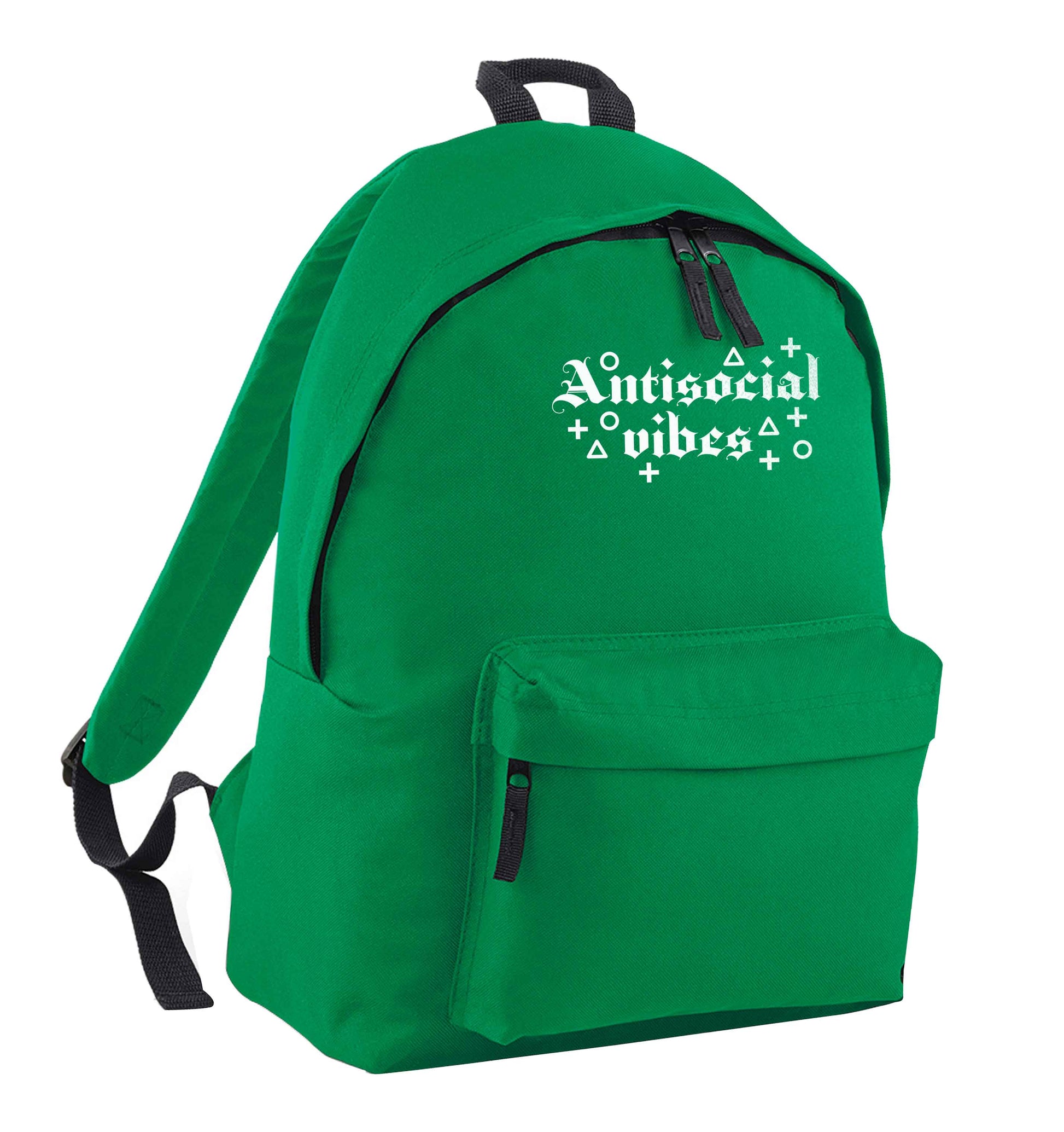 Antisocial vibes green adults backpack