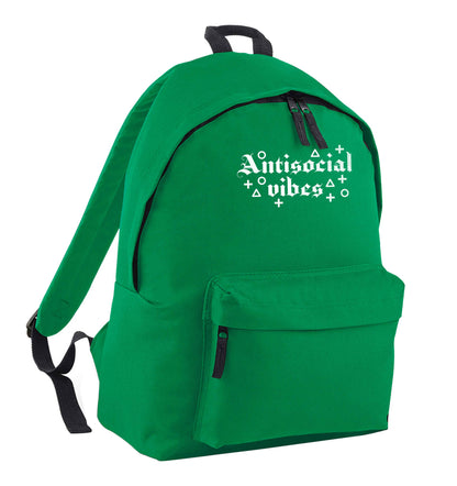 Antisocial vibes green adults backpack