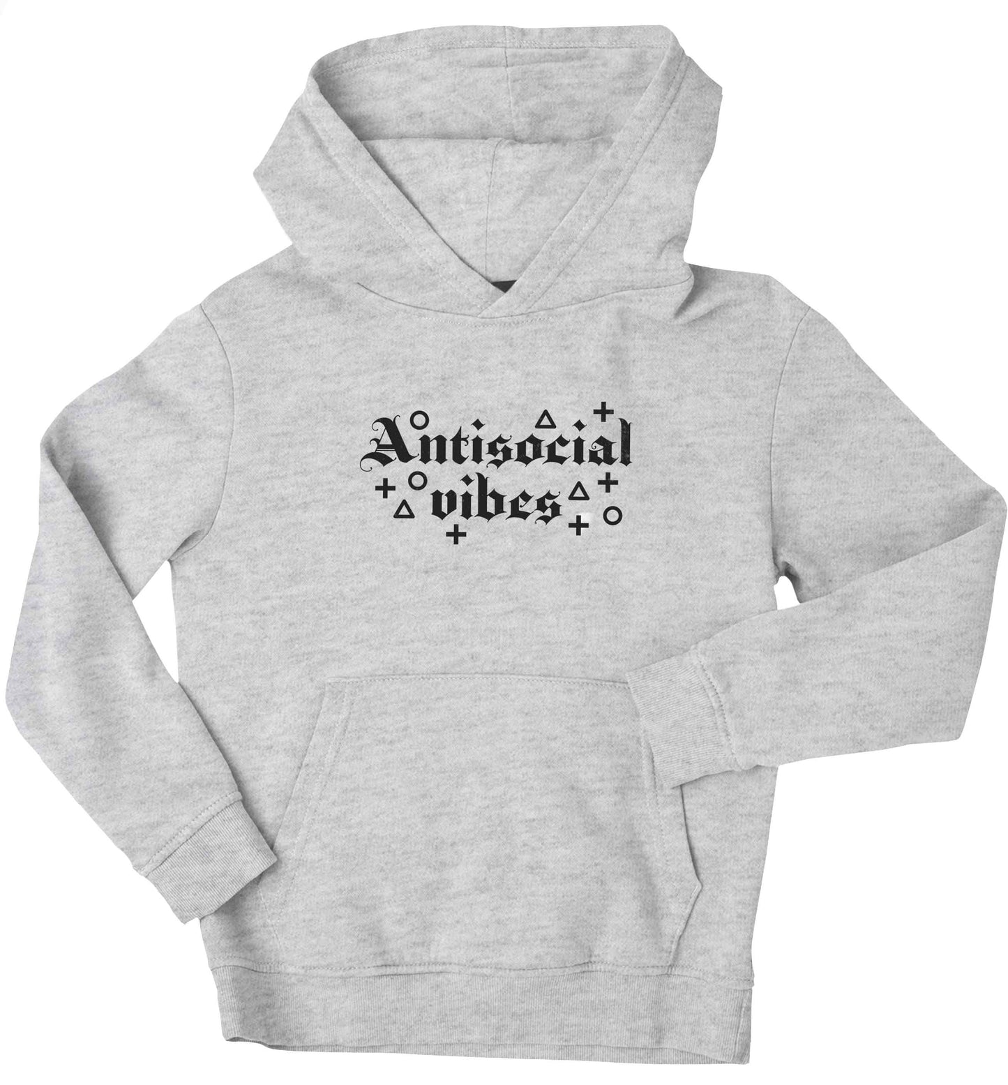 Antisocial vibes children's grey hoodie 12-13 Years