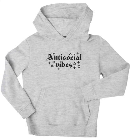 Antisocial vibes children's grey hoodie 12-13 Years