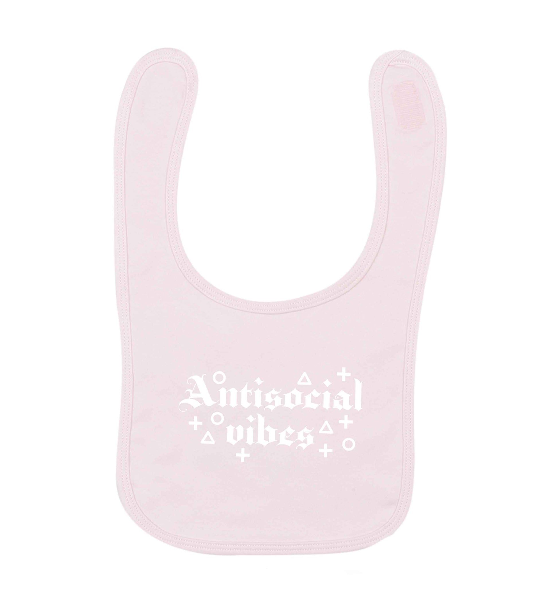 Antisocial vibes pale pink baby bib