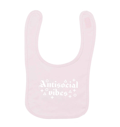 Antisocial vibes pale pink baby bib