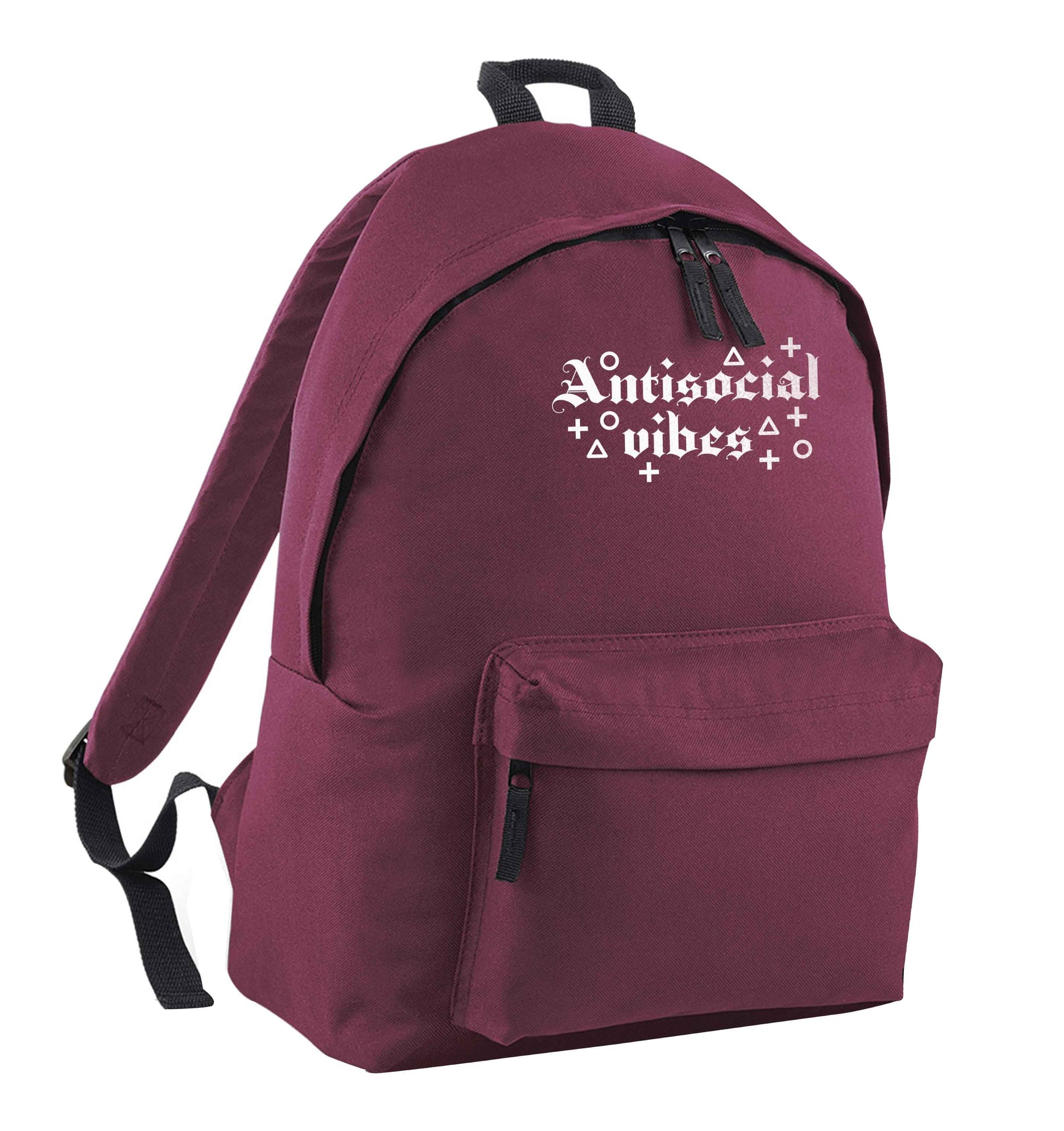 Antisocial vibes maroon adults backpack