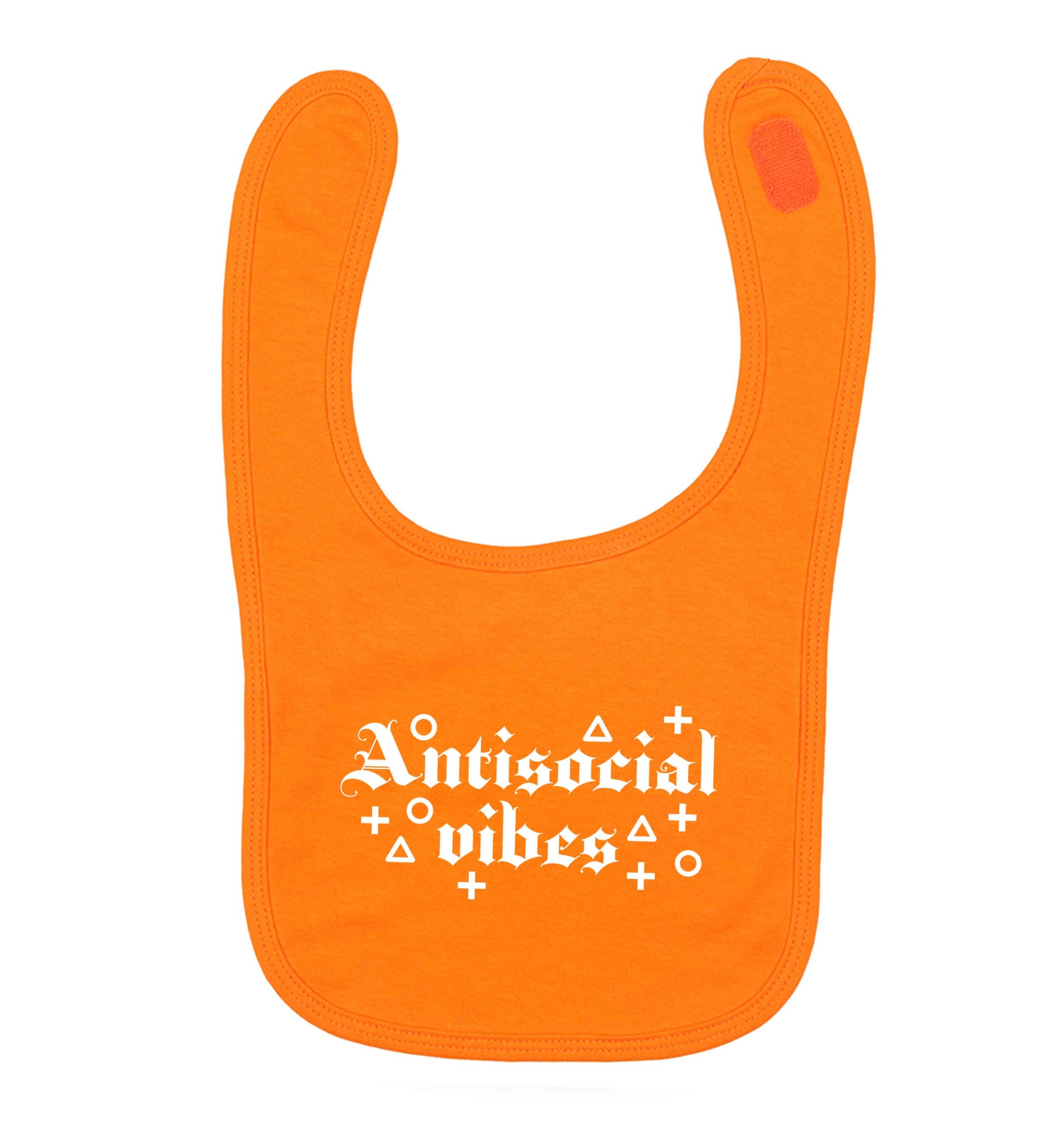 Antisocial vibes orange baby bib