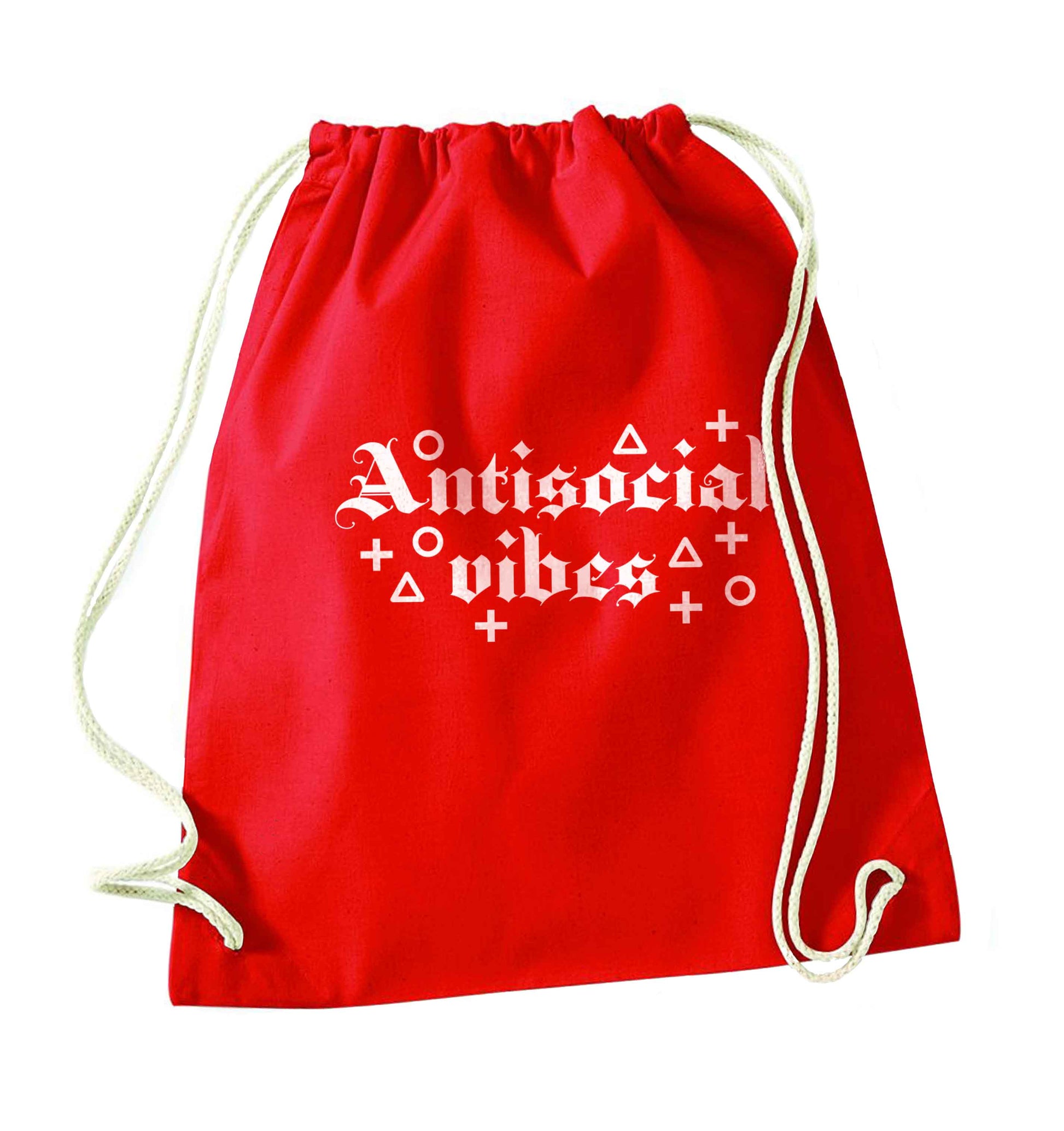Antisocial vibes red drawstring bag 