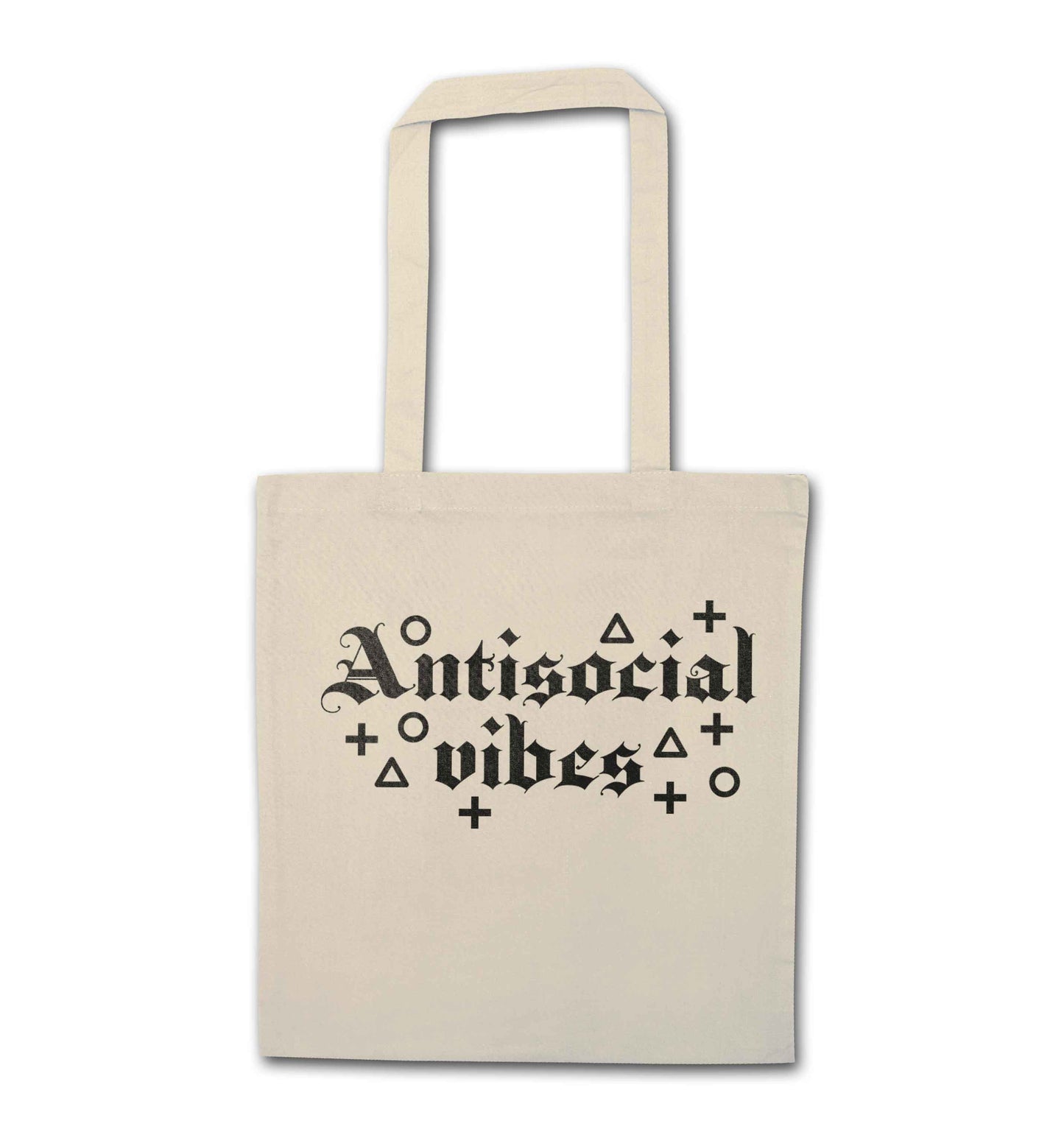 Antisocial vibes natural tote bag