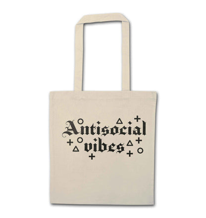 Antisocial vibes natural tote bag