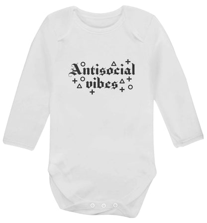 Antisocial vibes baby vest long sleeved white 6-12 months
