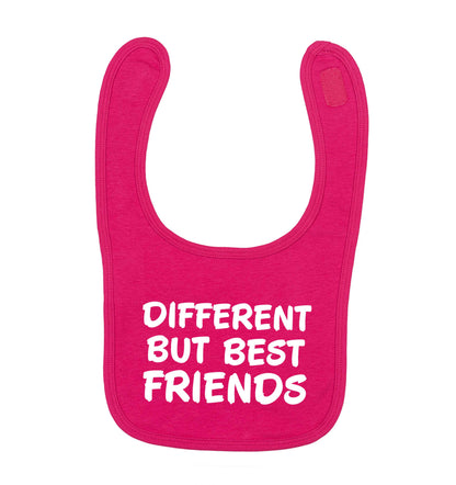 Different but best friends dark pink baby bib