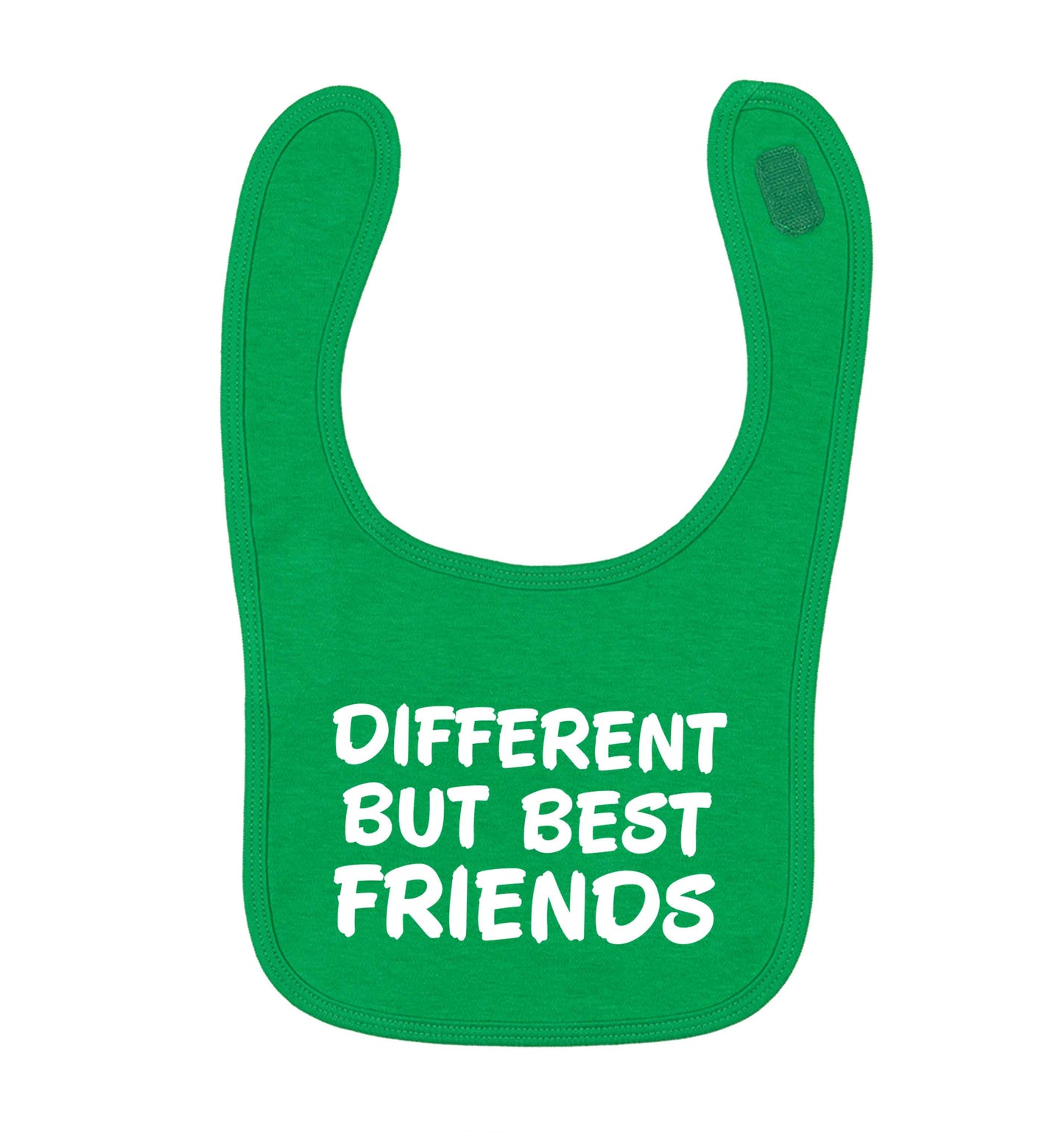 Different but best friends green baby bib