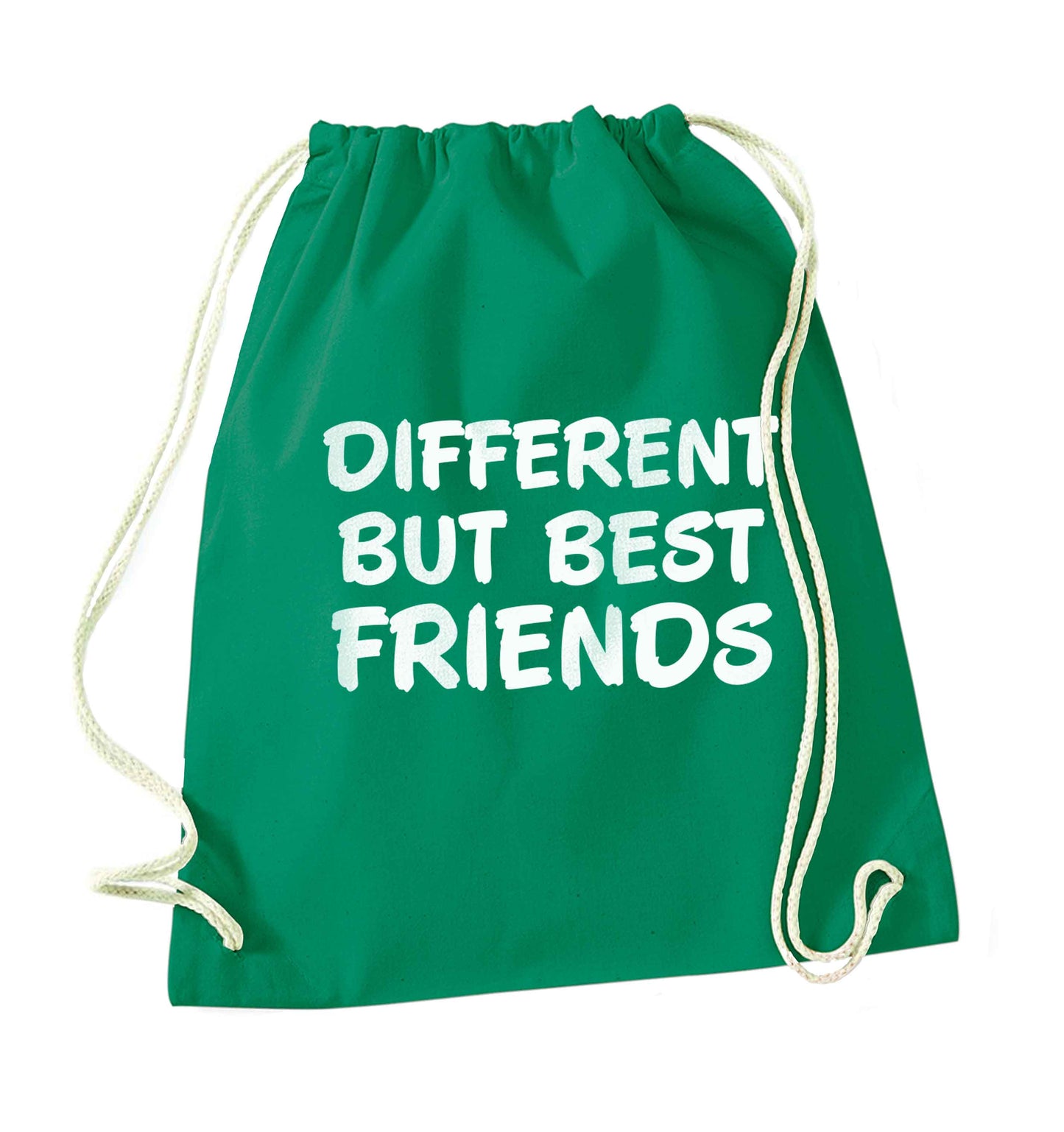 Different but best friends green drawstring bag