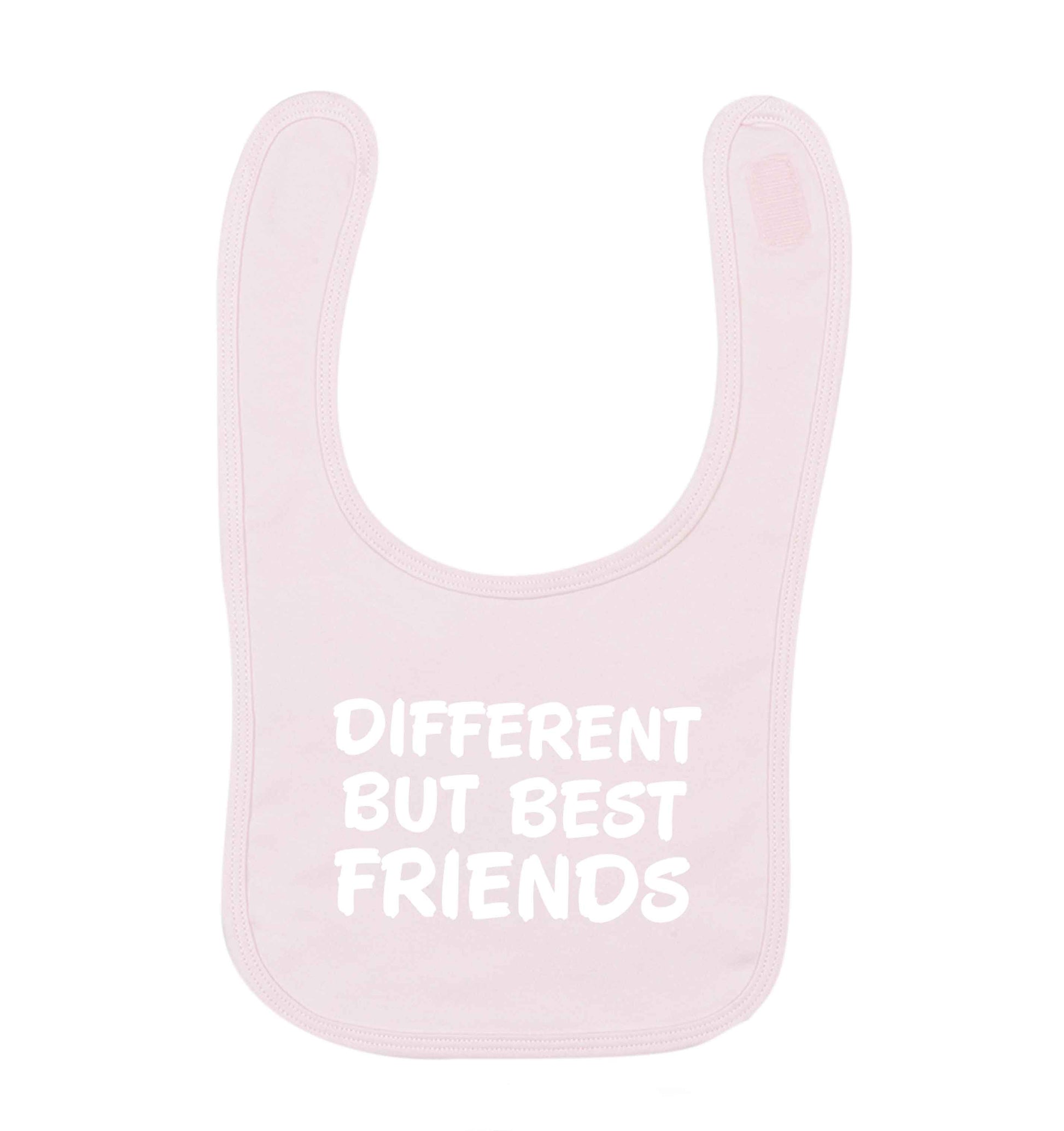 Different but best friends pale pink baby bib