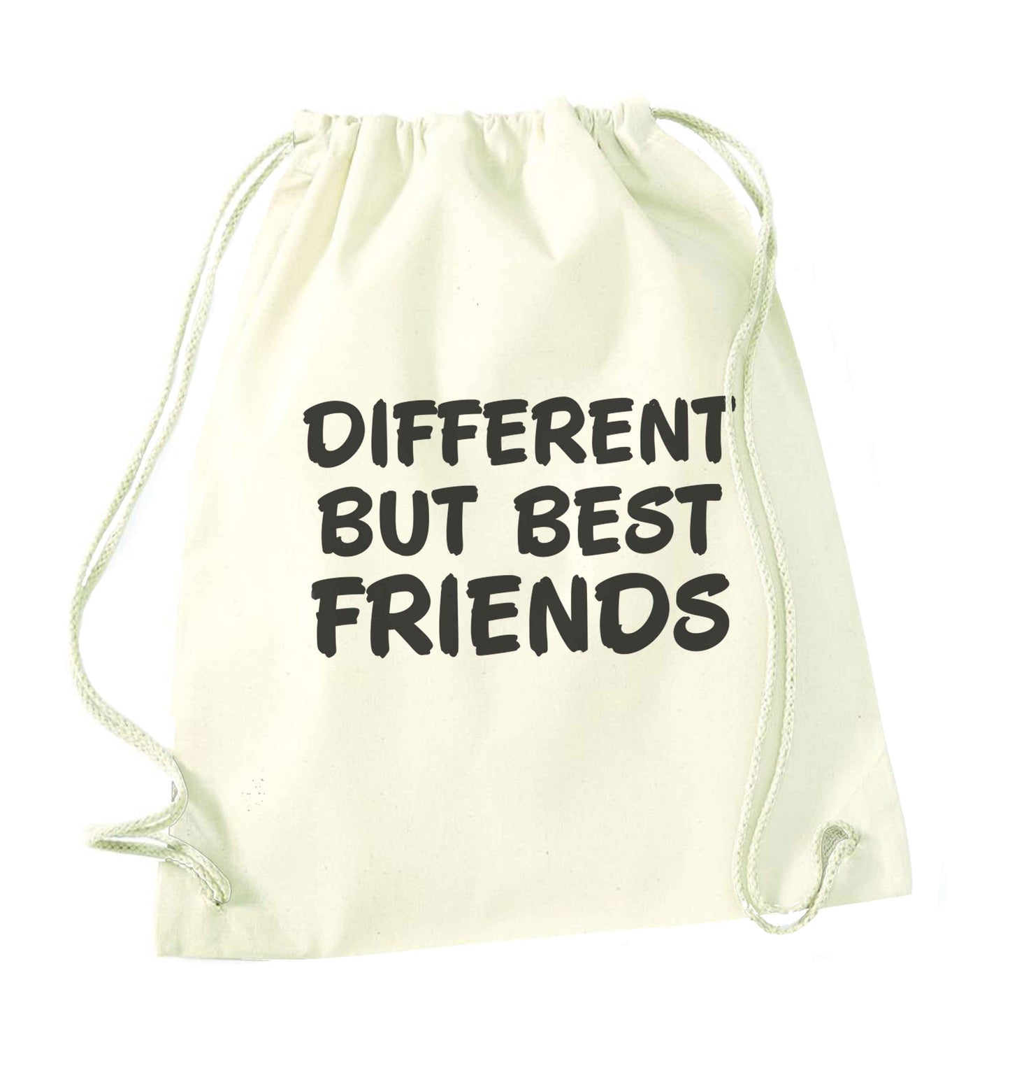 Different but best friends natural drawstring bag