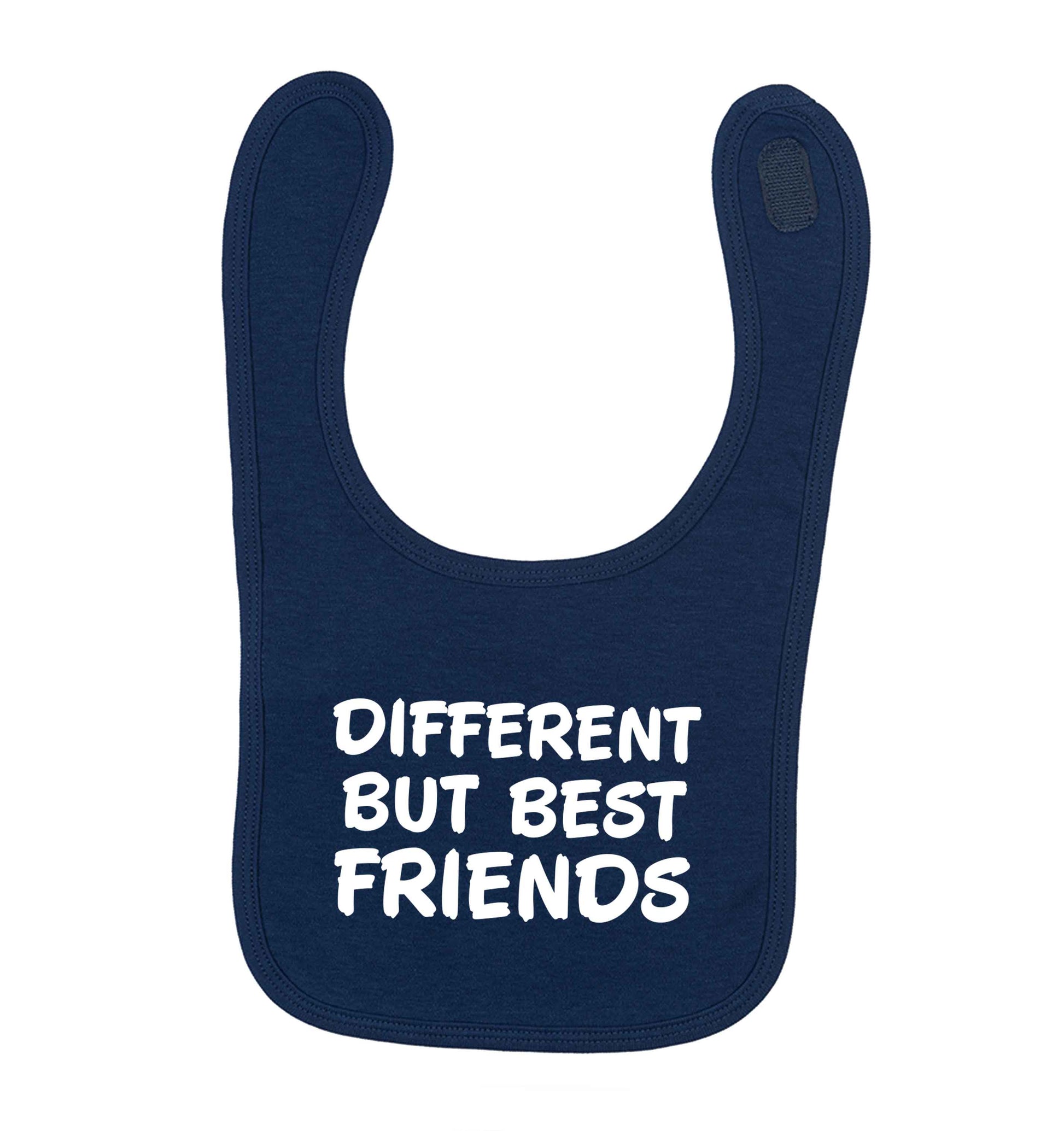 Different but best friends navy baby bib