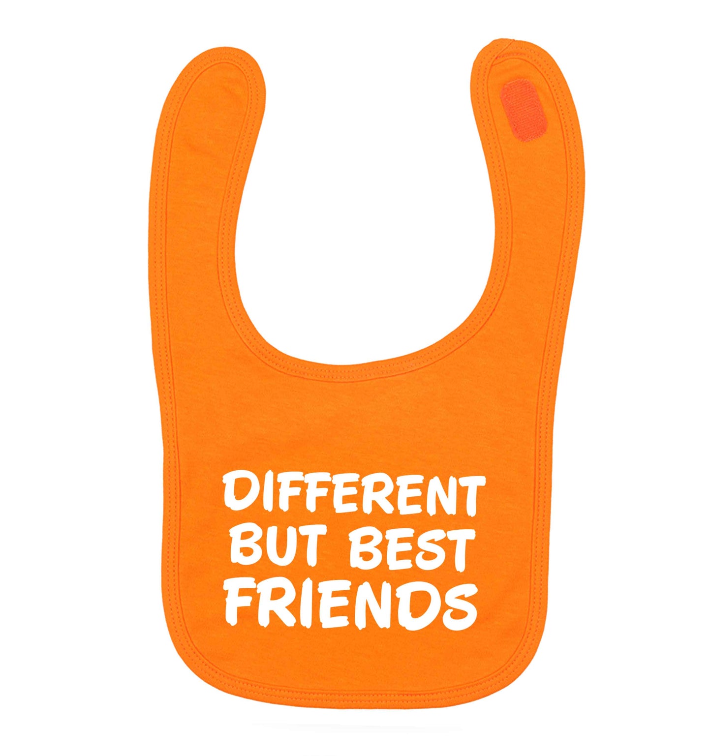Different but best friends orange baby bib