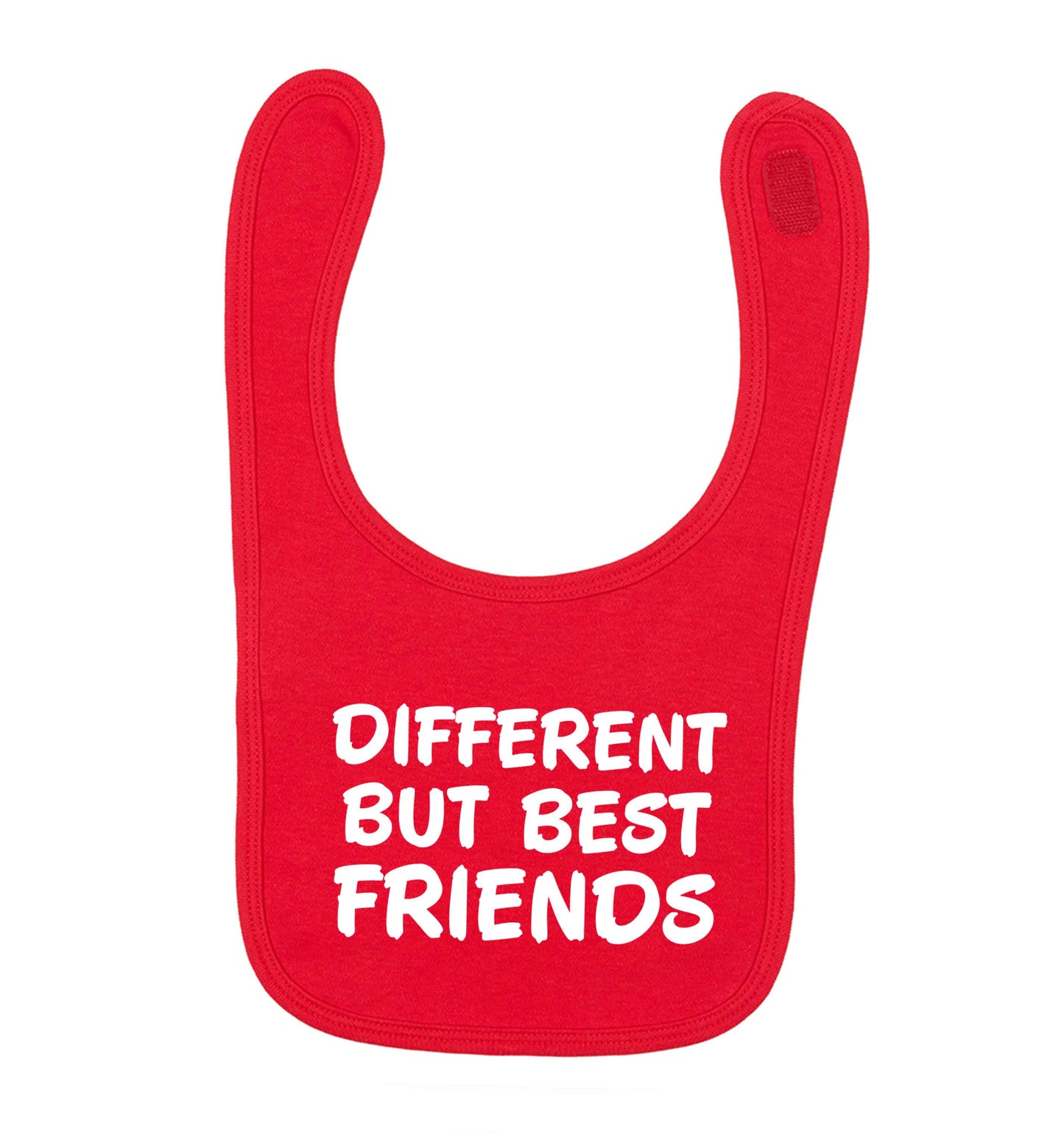 Different but best friends red baby bib
