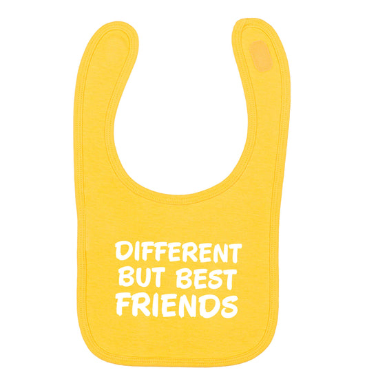 Different but best friends yellow baby bib