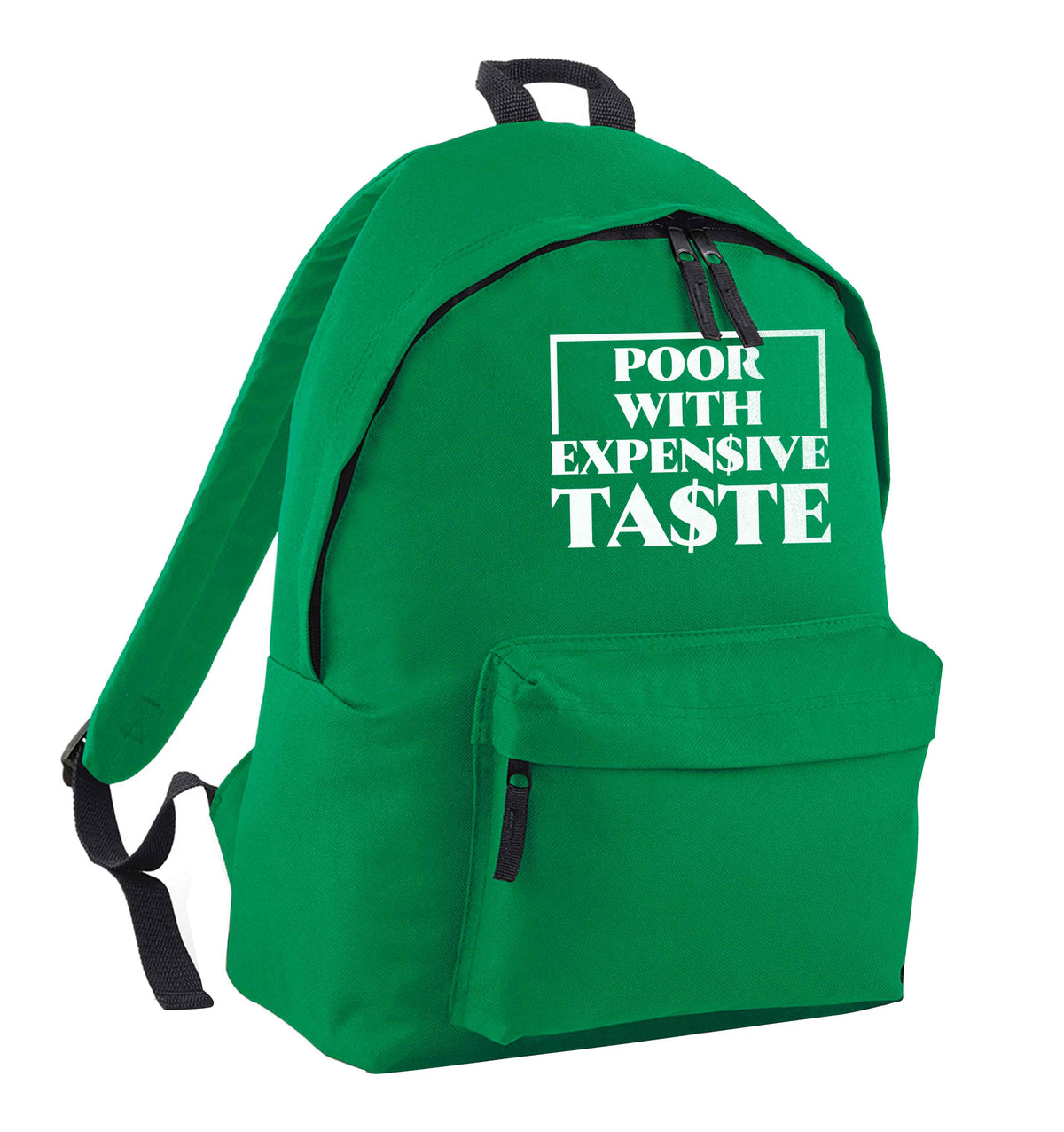 Poor with expensive taste green adults backpack