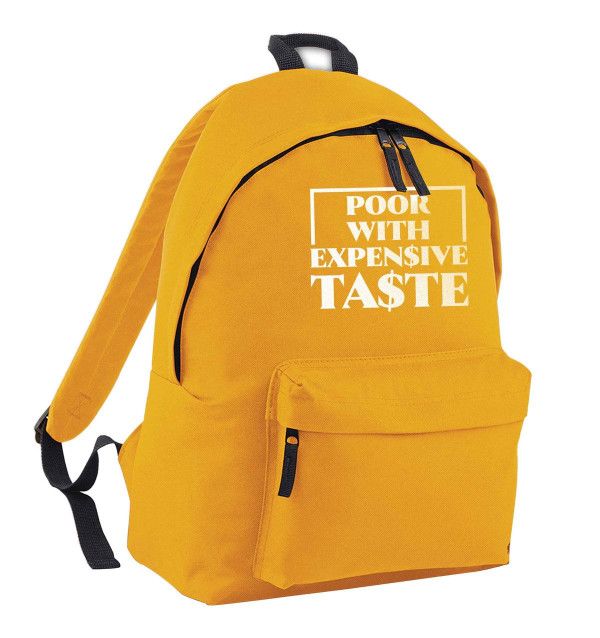 Poor with expensive taste mustard adults backpack
