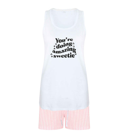 You're doing amazing sweetie size XL women's pyjama shorts set in pink 