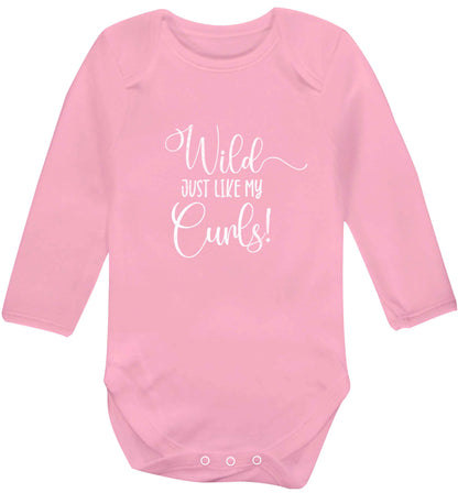 Wild just like my curls baby vest long sleeved pale pink 6-12 months