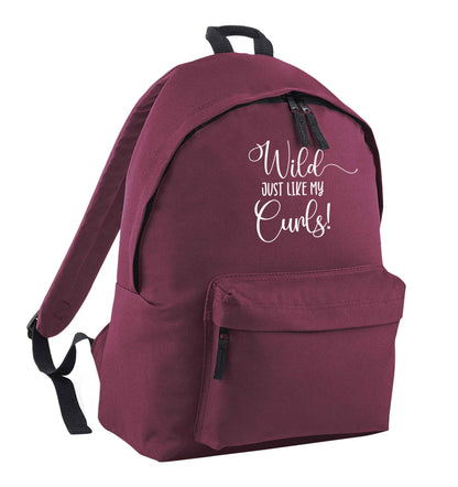 Wild just like my curls maroon adults backpack