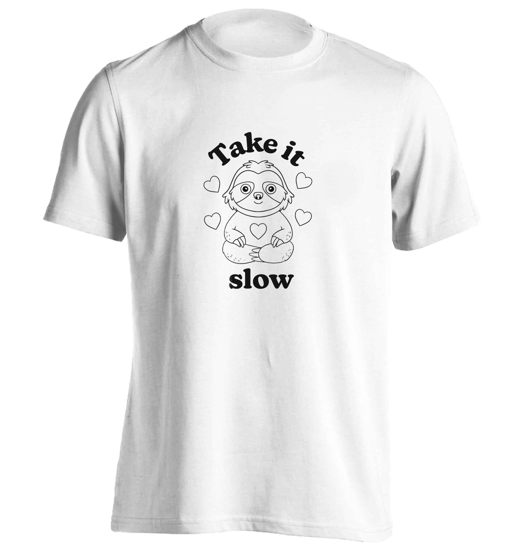 Take it slow adults unisex white Tshirt 2XL