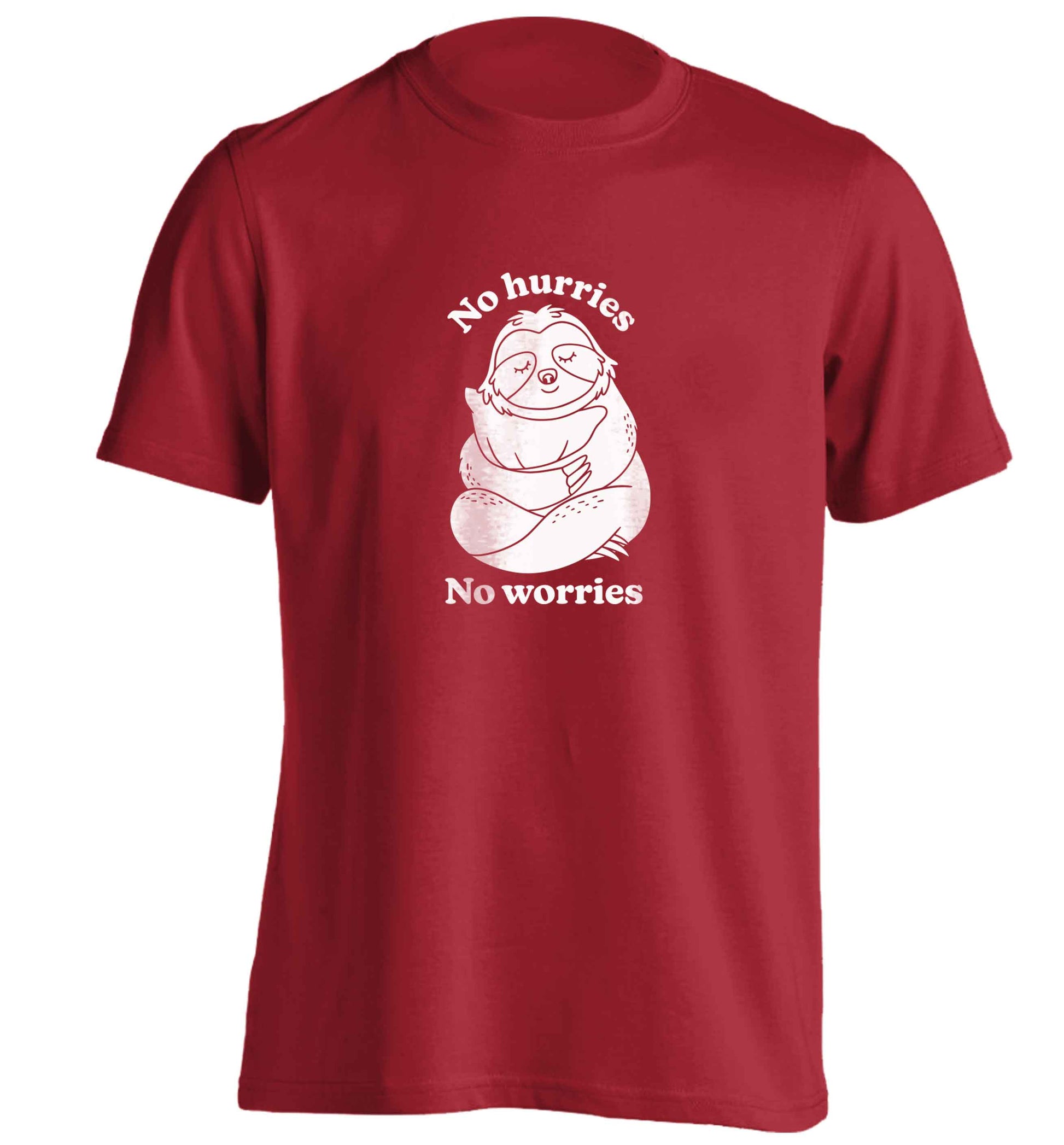 No hurries no worries adults unisex red Tshirt 2XL
