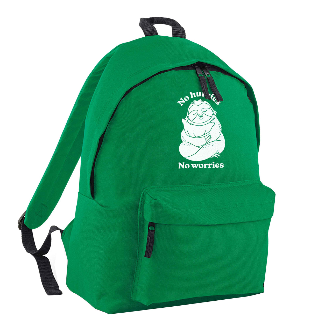 No hurries no worries green adults backpack