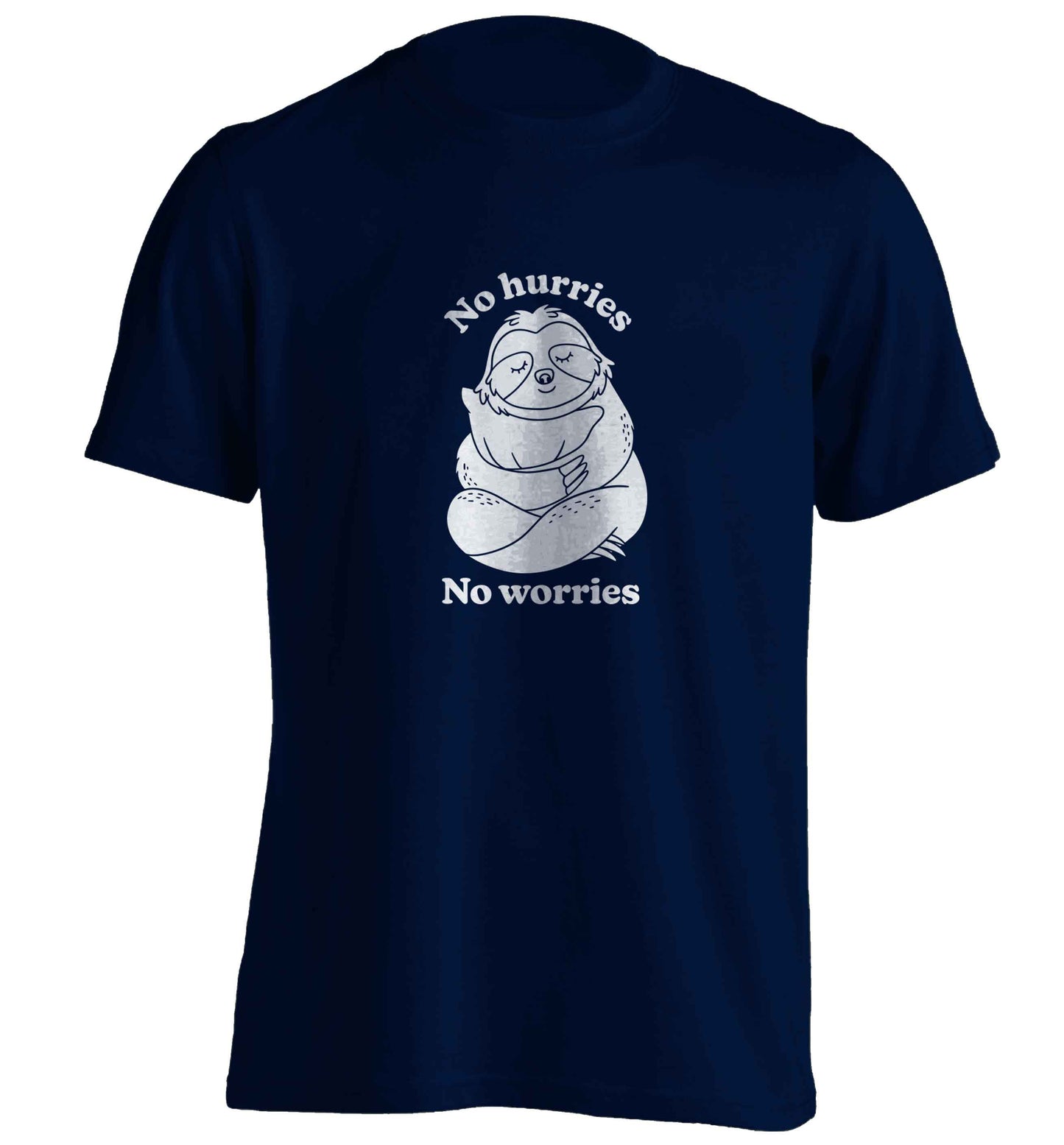 No hurries no worries adults unisex navy Tshirt 2XL