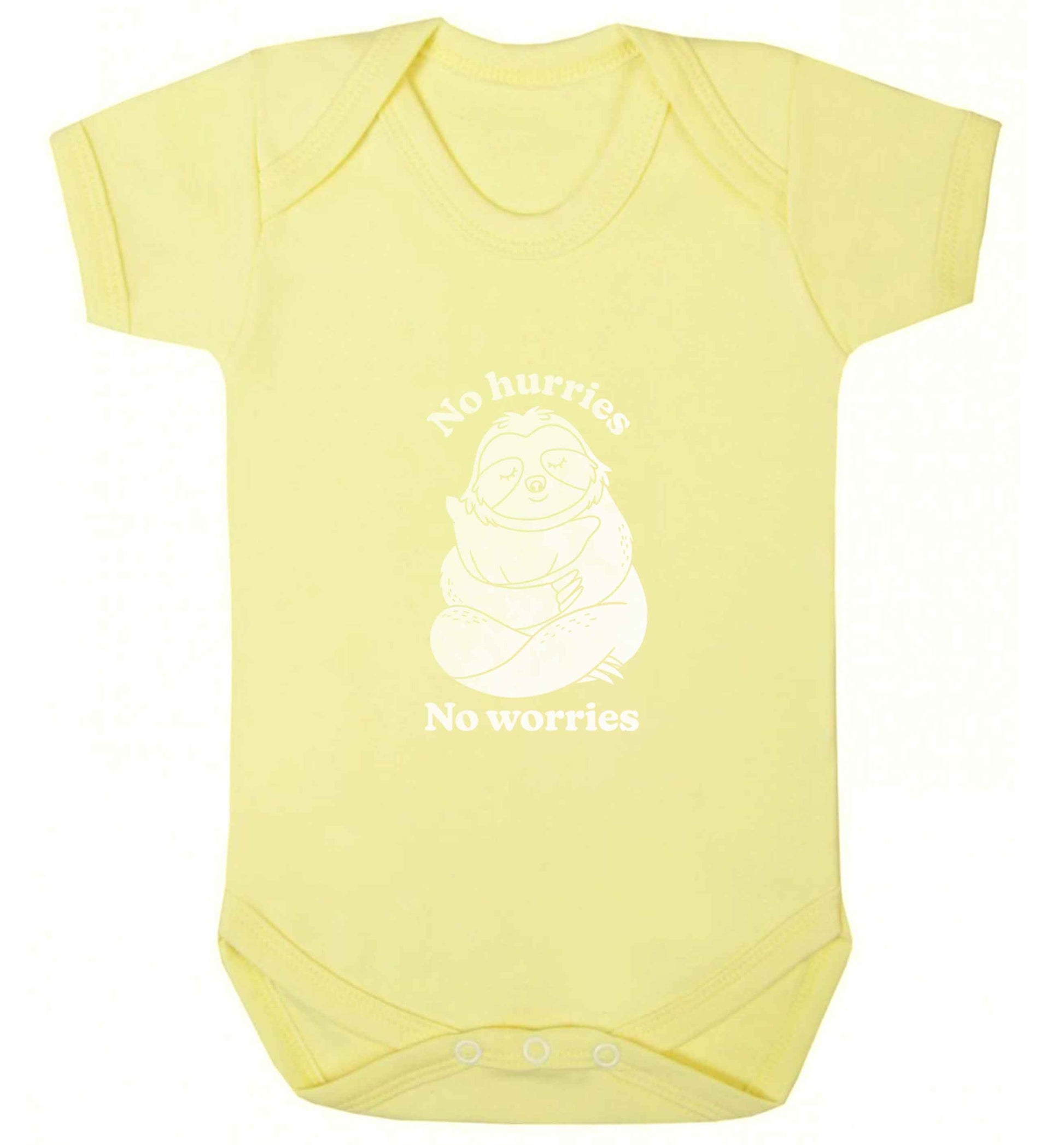 No hurries no worries baby vest pale yellow 18-24 months