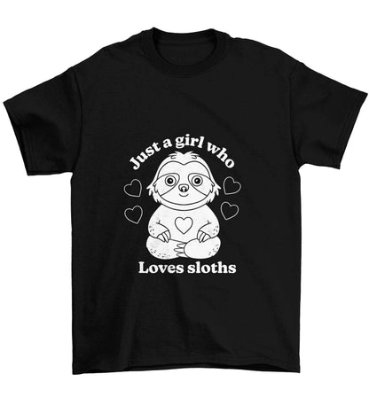 Just a girl who loves sloths Children's black Tshirt 12-13 Years
