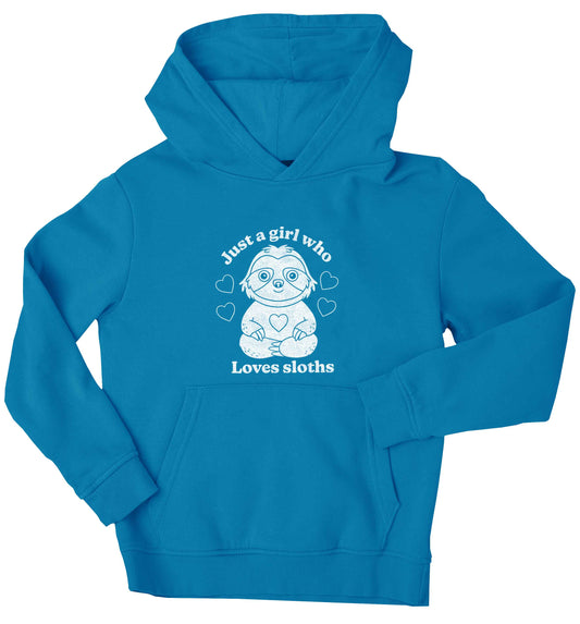 Just a girl who loves sloths children's blue hoodie 12-13 Years