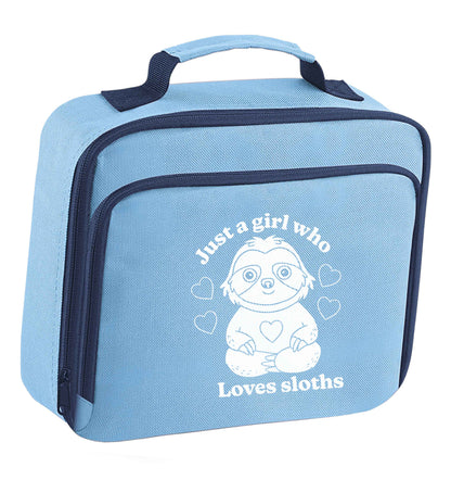 Just a girl who loves sloths insulated blue lunch bag cooler