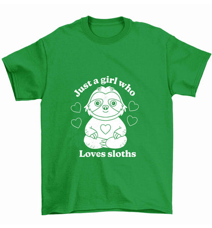 Just a girl who loves sloths Children's green Tshirt 12-13 Years