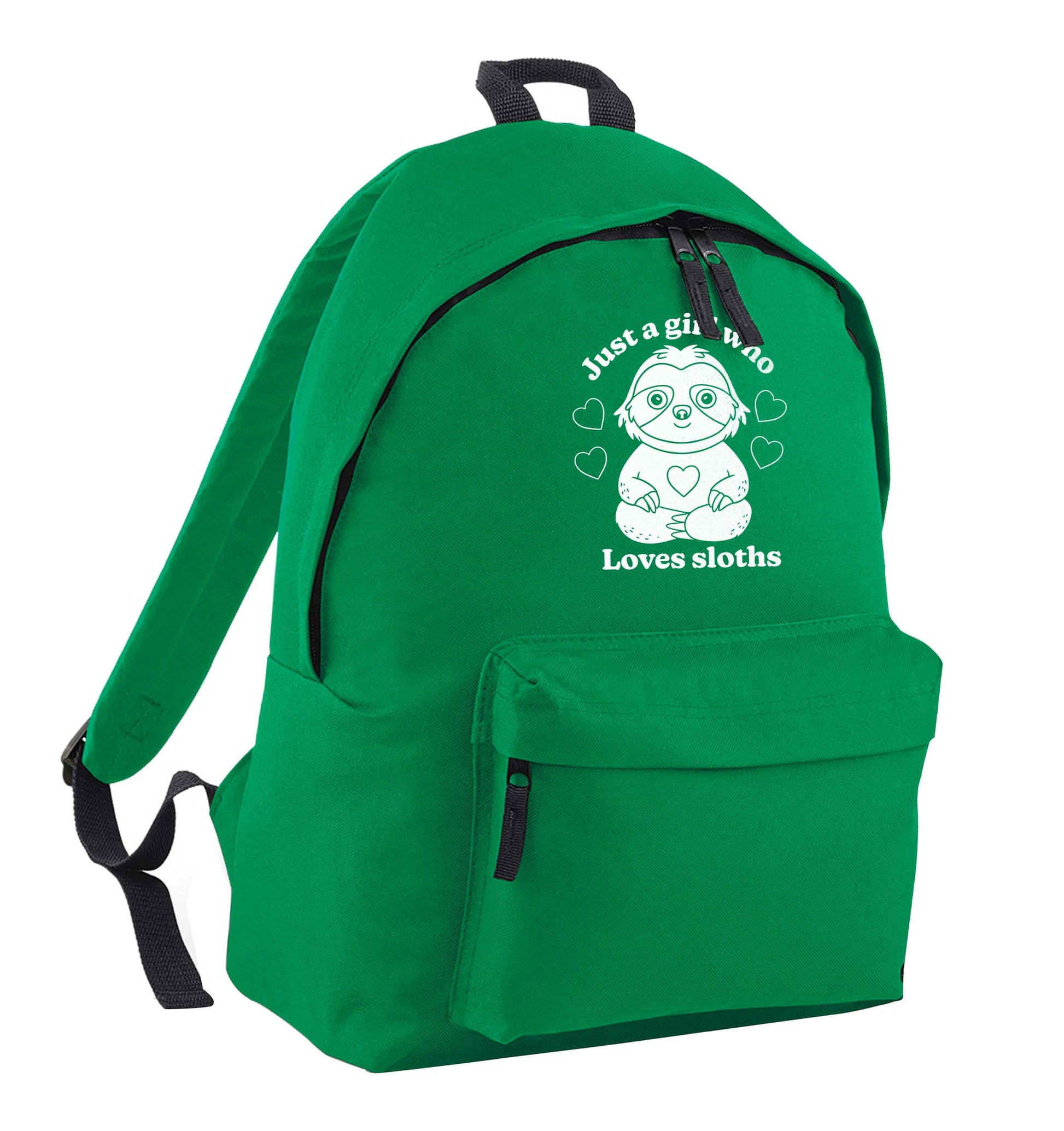 Just a girl who loves sloths green adults backpack