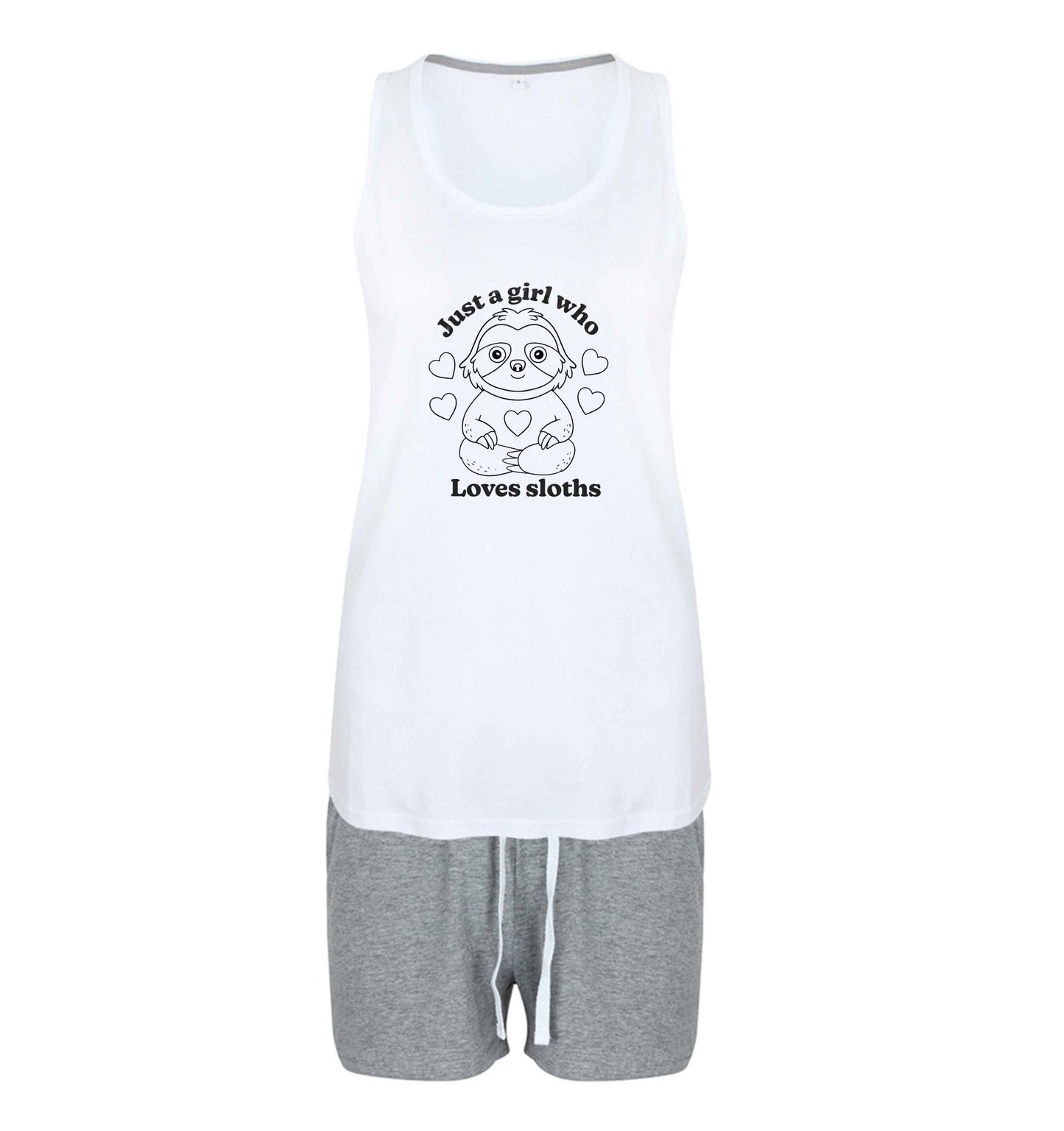Just a girl who loves sloths size XL women's pyjama shorts set in pink 