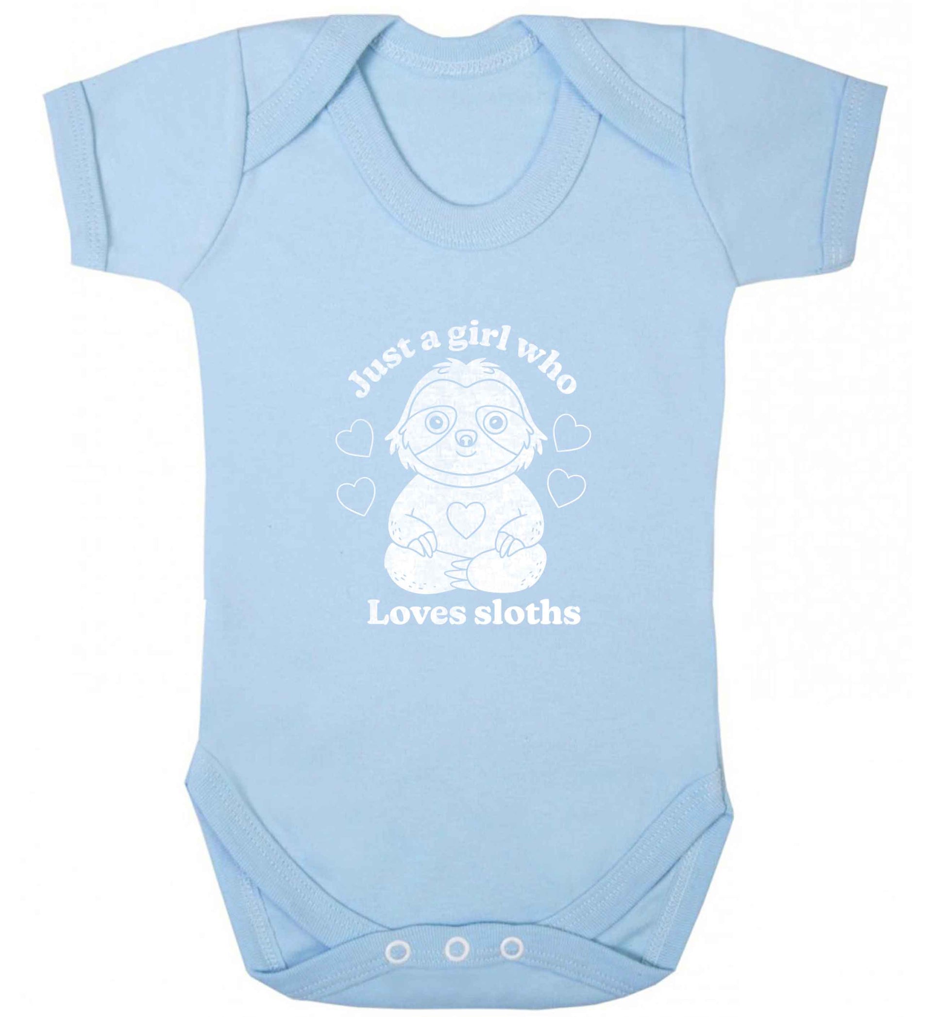Just a girl who loves sloths baby vest pale blue 18-24 months