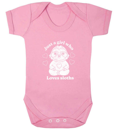 Just a girl who loves sloths baby vest pale pink 18-24 months